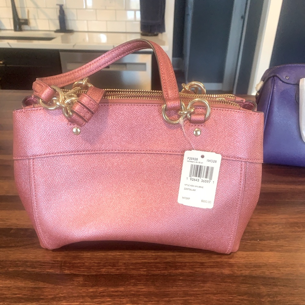 Coach Metallic Blush Pink Mini Brooke bag